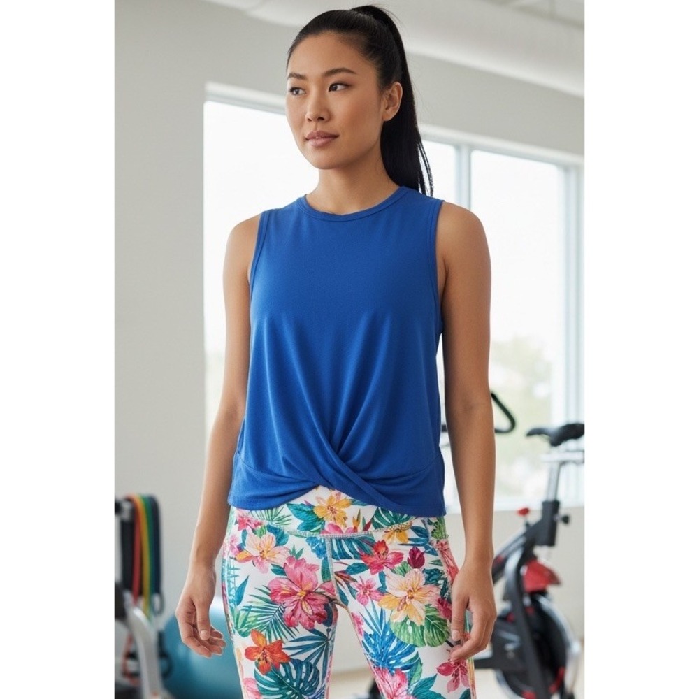 Lilly Pulitzer SIZE XXS‎ Solid Royal GREER TANK Luxletic Twist Crop Top Tee NWOT